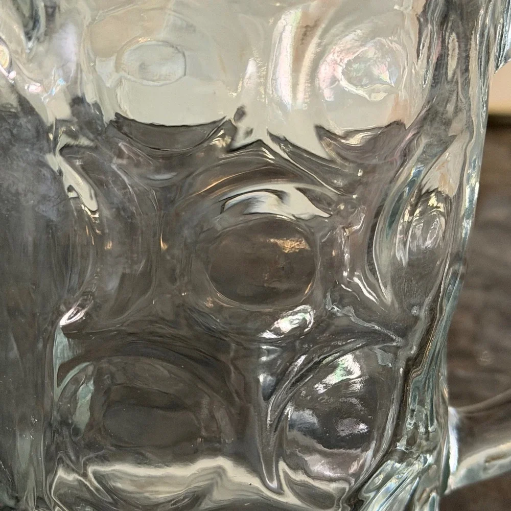 Vintage  Dimpled Beer Mug glass 0.5L Clear German Style Oktoberfest Stein